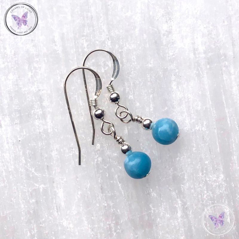 Classical Larimar Silver Earrings